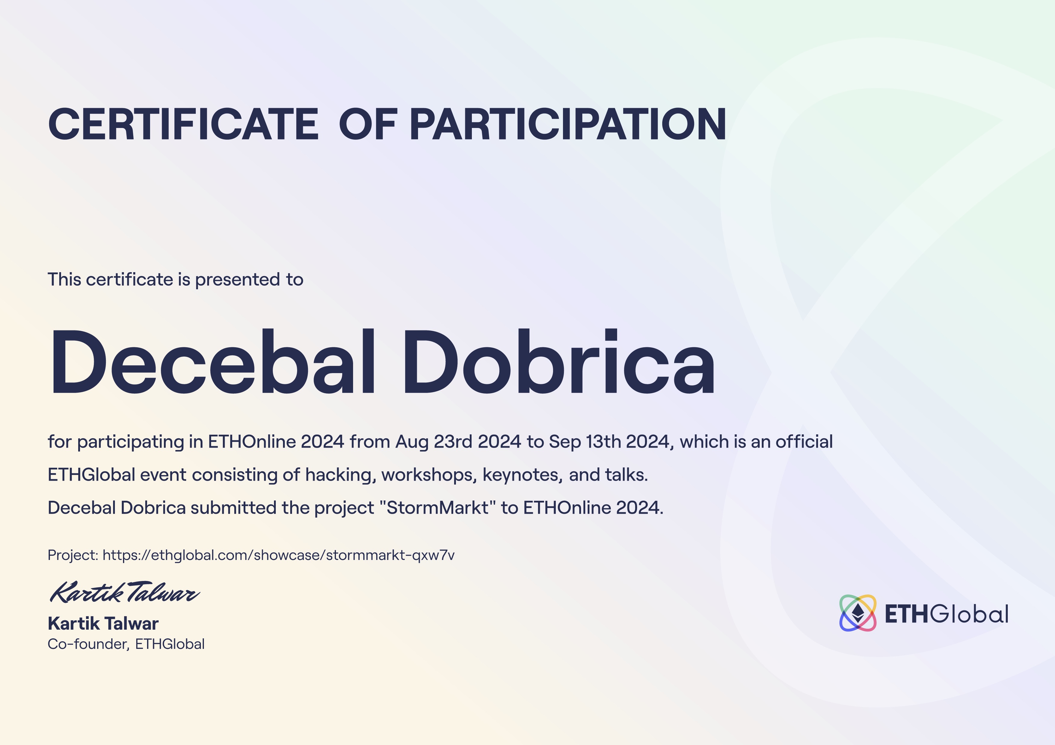 ETHGlobal Certificate