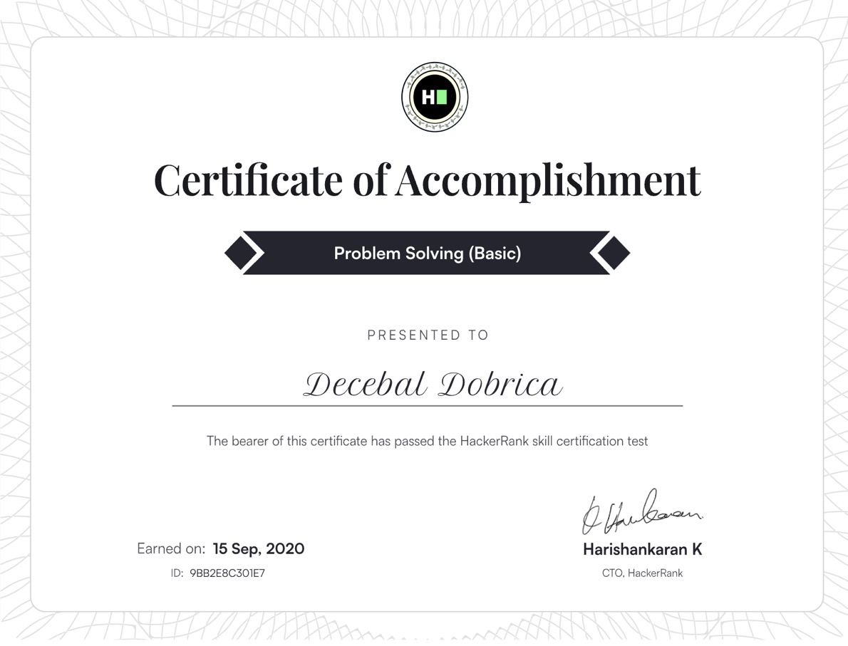 HackerRank Certificate